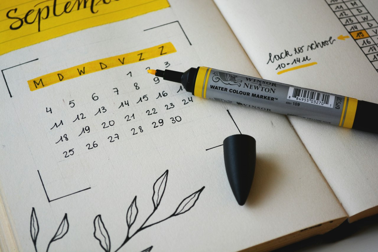 Calendar planner for marking open enrollment deadlines
